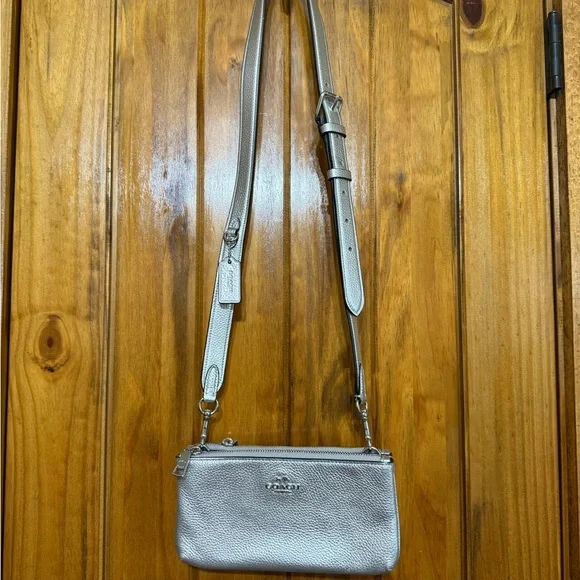 Coach Metallic Silver Crossbody Bag - Picture 1 of 5